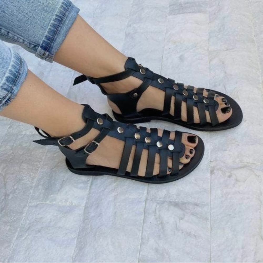 NWT| Greek Leather Vegan Gladiator Sandals
